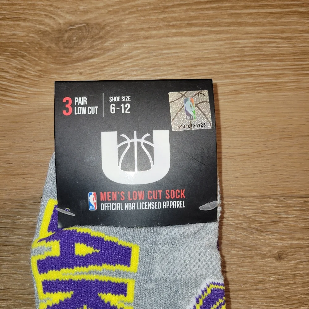 NBA Los Angeles Lakers Men Low Cut Socks 3 Pairs Shoe Size 6-12 New